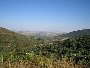 Montes de Toledo landscape in puerto de Los Santos (Ciudad Real) with the Sierra de la Virgen on the right