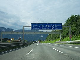 A1 bei der Ausfahrt Salzburg-West Richtung Walserberg