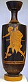 Guden Hermes iført vingede sko og med heroldstaven. Attisk vase fra 480-470 f.Kr.