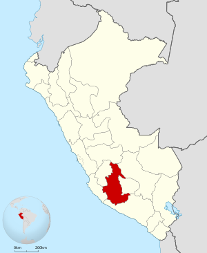 Location of the Ayacucho region in Peru