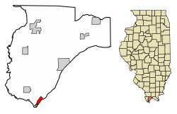 Location of Mound City in Pulaski County, Illinois