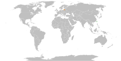 Map indicating locations of Taiwan and Lithuania