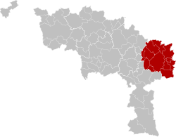 Location of the arrondissement in Hainaut