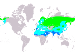 Distribución de Luscinia svecica