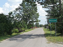 Street and road sign of Maliszew