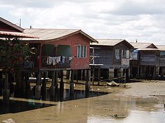 Water village in Kampung Buli Sim Sim , Sandakan, landward side