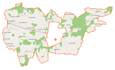 Mapa konturowa gminy wiejskiej Wysokie Mazowieckie, u góry nieco na prawo znajduje się punkt z opisem „Buczyno-Mikosy”