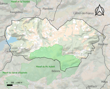 Carte de la ZNIEFF de type 1 sur la commune.