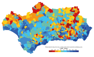 Crecimiento de la población por municipio entre 1998 y 2008