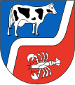 Vacca d'argento, maculata di nero (stemma di Fitzen, Germania)