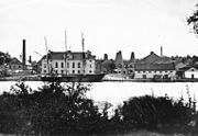 Gustavsbergs hamn och porslinsfabrik på 1890-talet.