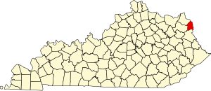 Map of Kentucky highlighting Boyd County