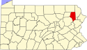 Harta statului Pennsylvania indicând comitatul Lackawanna