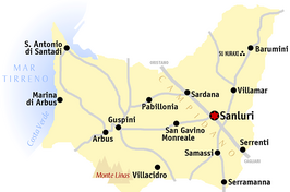 Kaart van Medio Campidano (VS)