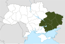 烏克蘭地圖上被標記州份為第聶伯羅彼得羅夫斯克、頓涅茨克、哈爾科夫、盧甘斯克和扎波羅熱州