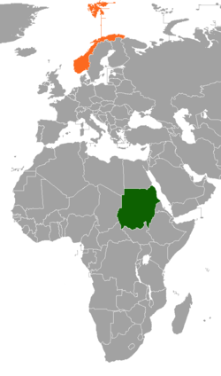 Map indicating locations of Sudan and Norway