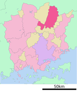 Lokasi Tsuyama di Prefektur Okayama