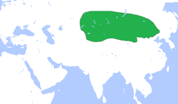 約前250年左右匈奴的疆域（圖中綠色）