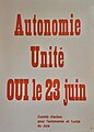 Affiche en faveur du oui (créer un nouveau canton).