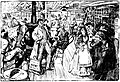 Image 43Fanciful drawing of a general store by Marguerite Martyn in the St. Louis Post-Dispatch on October 21, 1906. On the far left, a group of men share reading a newspaper. (from Newspaper)