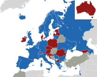 Um mapa colorido dos países da Europa