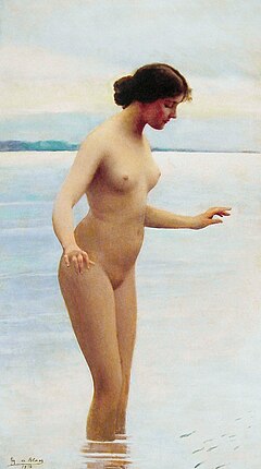 "In the water", dipinto di Eugen von Blaas (1914)