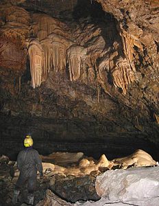 תצורות שונות בהיכל מלכי ההר (Ogof Craig a Ffynnon) בדרום ויילס בבריטניה