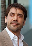 Photo of Javier Bardem at the unveiling ceremony of his star on the Hollywood Walk of Fame in 2012.