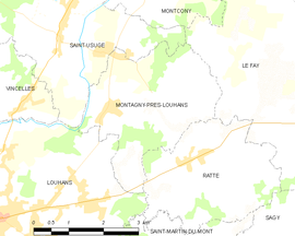 Mapa obce Montagny-près-Louhans