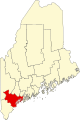 Map of Maine highlighting Cumberland County