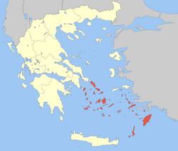 موقعیت استان اژۀ جنوبی در یونان.