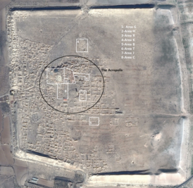 Спутниковое изображение Катны с отмеченными археологическими объектами