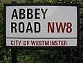 Gateskilt Abbey Road i Westminster, London.