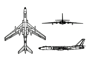 An orthographically projected diagram of the Tupolev Tu-16