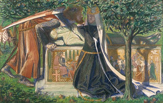 Emgav diwezhañ Lanselod ha Gwenivar dirak bez Arzhur Dante Gabriel Rossetti, 1860