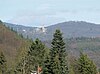 Blick von der Burg Eppstein zur Burgruine Königstein mit Burghain und Burgruine Falkenstein im Hintergrund