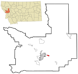 Location in Missoula County and the state of Montana