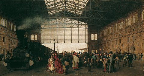 Karl Karger: Ankunft eines Zuges am Nordwestbahnhof in Wien, 1875