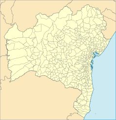 Mapa konturowa Bahia, na dole po prawej znajduje się punkt z opisem „Porto Seguro”