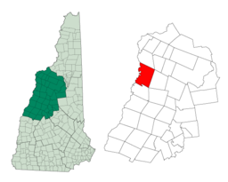 Lägeskarta, det gröna är delstaten New Hampshire