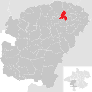 Lage der Gemeinde Manning (Oberösterreich) im Bezirk Vöcklabruck (anklickbare Karte)