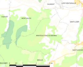 Mapa obce Montégut-en-Couserans