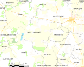 Poziția localității Castillon-Debats