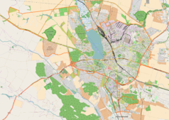 Mapa konturowa Tarnopola, blisko centrum u góry znajduje się punkt z opisem „Kutkowce”