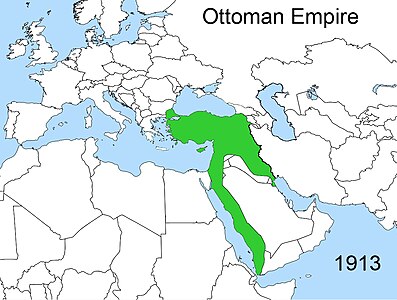 Imperi Otomà el 1913 (en verd)