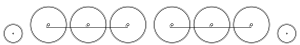 Diagram of one small leading wheel, two trios of large driving wheels with each trio joined by a coupling rod, and one small trailing wheel