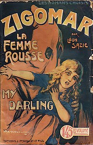 Couverture illustrée par Henri Armengol pour le roman Zigomar. La femme rousse. My darling (J. Ferenczi & fils, 1923).