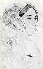 Tekening van Anna Boleyn (er is geen schilderij van deze tekening bekend), ca. 1532-1535, British Museum, Londen