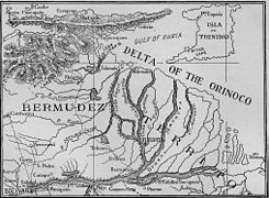 Mapa delte rijeke Orinoco iz 1897. godine