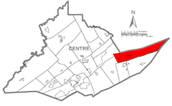 Map of Centre County, Pennsylvania highlighting Miles Township